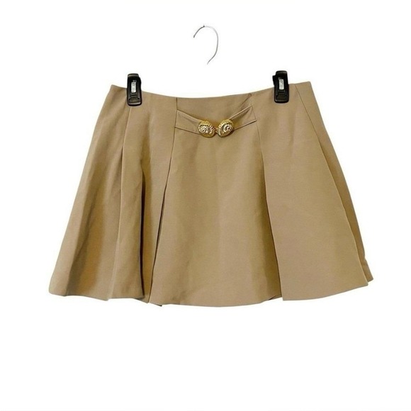 Fashion Nova Mackenzie Taupe Sleeveless Blazer Pleated Mini Skirt Set Medium NWT - Picture 5 of 10